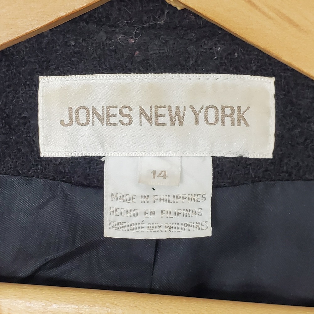 Jones New York Black Textured Blazer Jacket Womens Size 14 Button Front‎ Classic - Picture 8 of 11